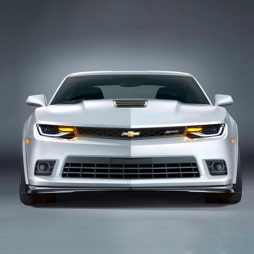 LED Headlight Assembly Dual Beam Projector Black For 2014-2015 Chevrolet Camaro