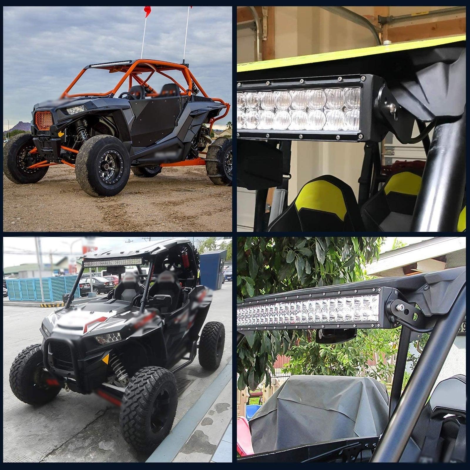 32 Inch 5D Series Straight/Curved LED Light Bar & Upper LED Light Bar Mounting Brackets Combo for 2013-2021 Polaris RZR XP1000 & 2015-2021 RZR 900 S900 S1000 EPS Modelsor RZR 900/ RZR S900/ RZR 900 XC/ RZR XP 1000/ RZR Turbo