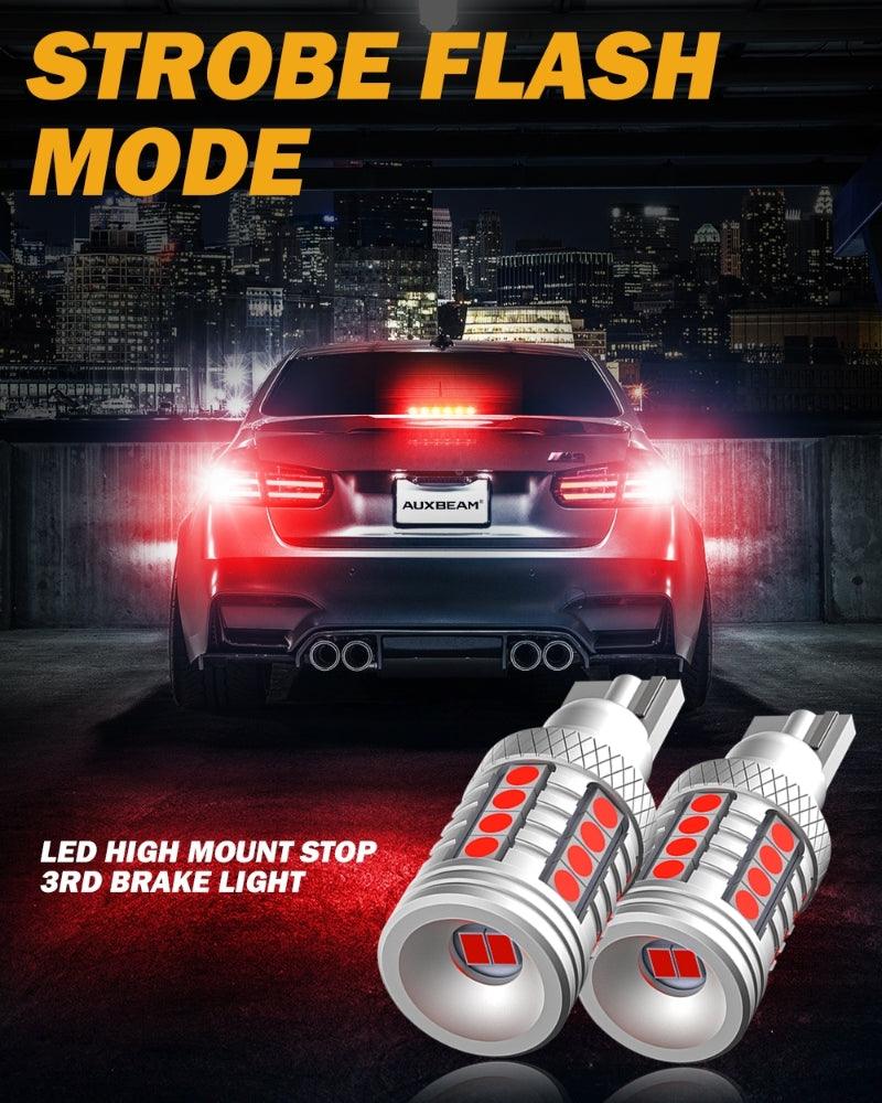 921 912 LED Bulbs Cargo Light High Mount Stop 3rd Brake Light Combo, White & Strobe Red Kit | 4 Bulbs