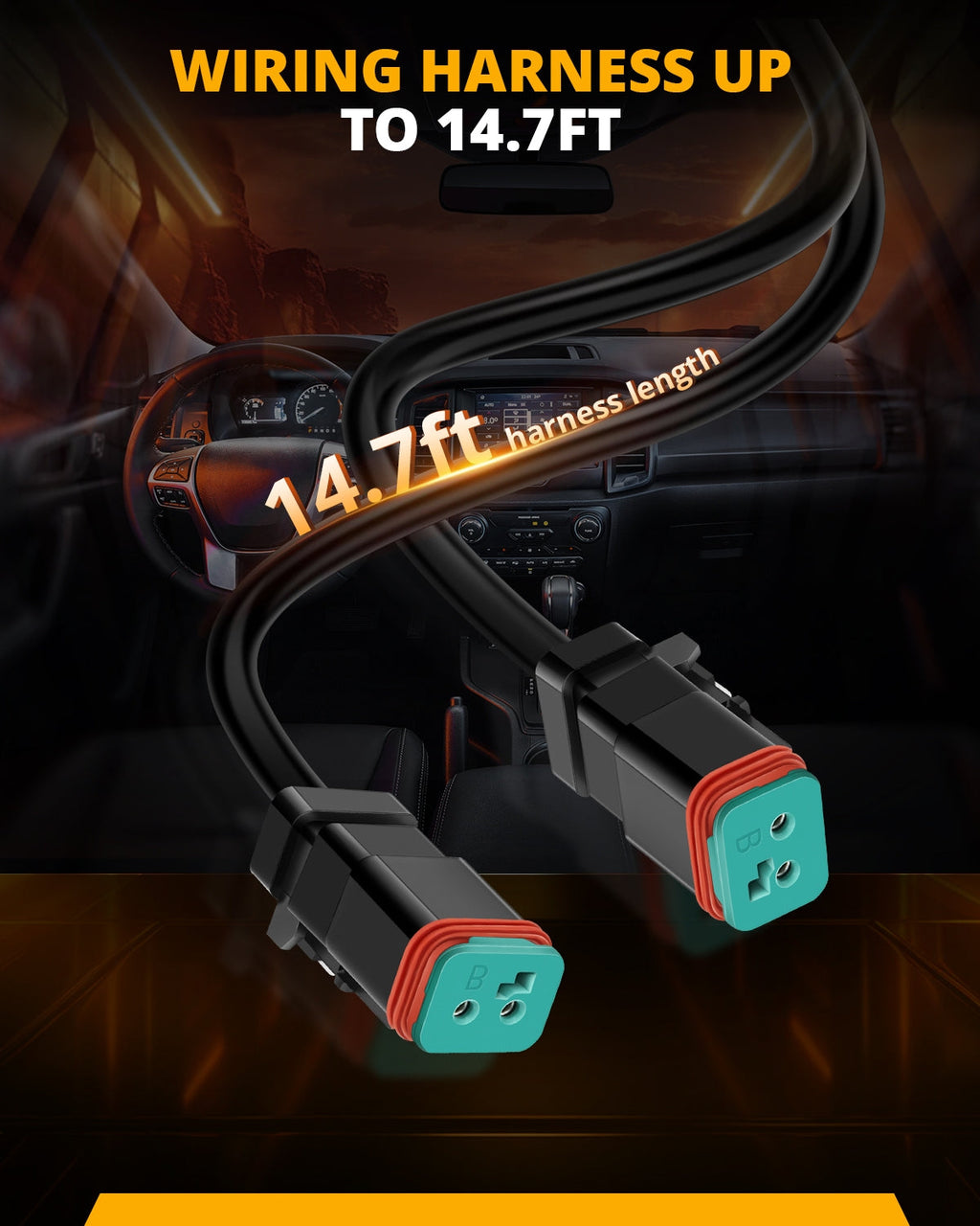 6-LED Pod Light Power Wiring Harness Kit with 2 PIN DT Plug