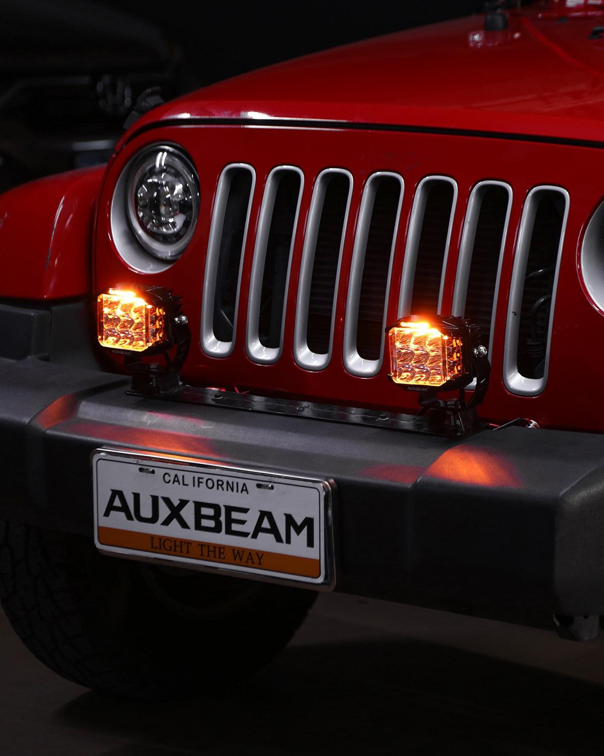 V-MAX Series | 5 Inch 168W 16440LM Spot Beam Side Shooter LED Square Pod Lights with Amber DRL