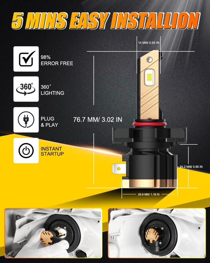 5202 5201 PS24W H16EU LED Fog Light/DRL Bulbs 44W 8000LM 6500K Cool White Z3 Series | 2 Bulbs