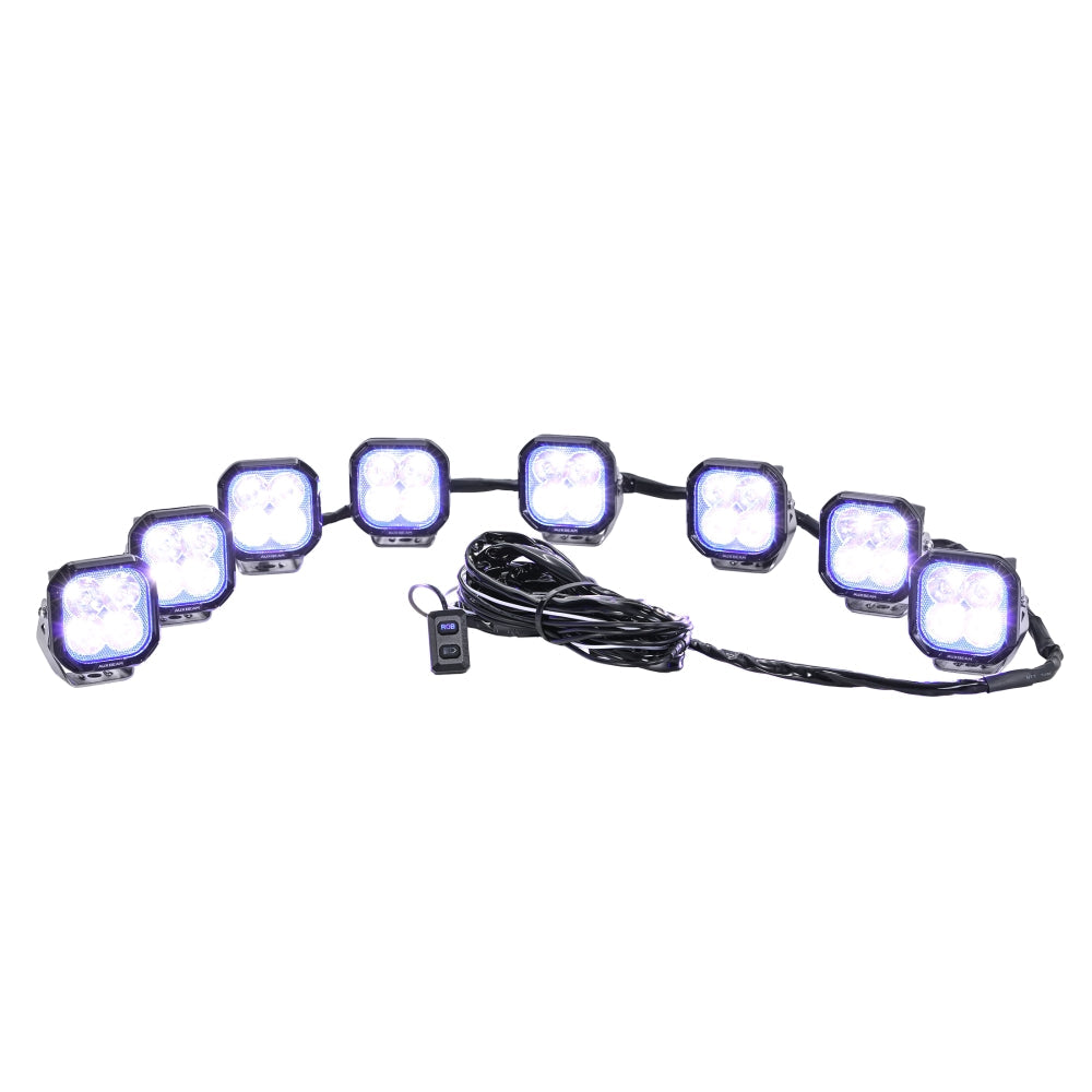 Color Play Series RGB Version 8-LED Pod Light Power Wiring Harness Kit with 3 PIN DT Plug