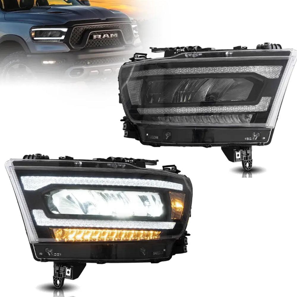 LED Headlight Assembly Reflection Bowl Chrome For 2019-2023 Dodge Ram 1500 5th Gen(DT)