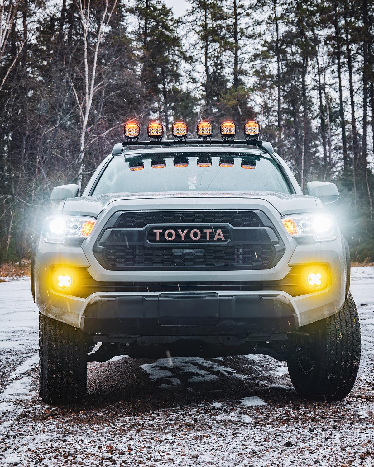 V-MAX Series 4/5/7 Inch Spot Beam Side Shooter LED Pod Lights with Amber DRL