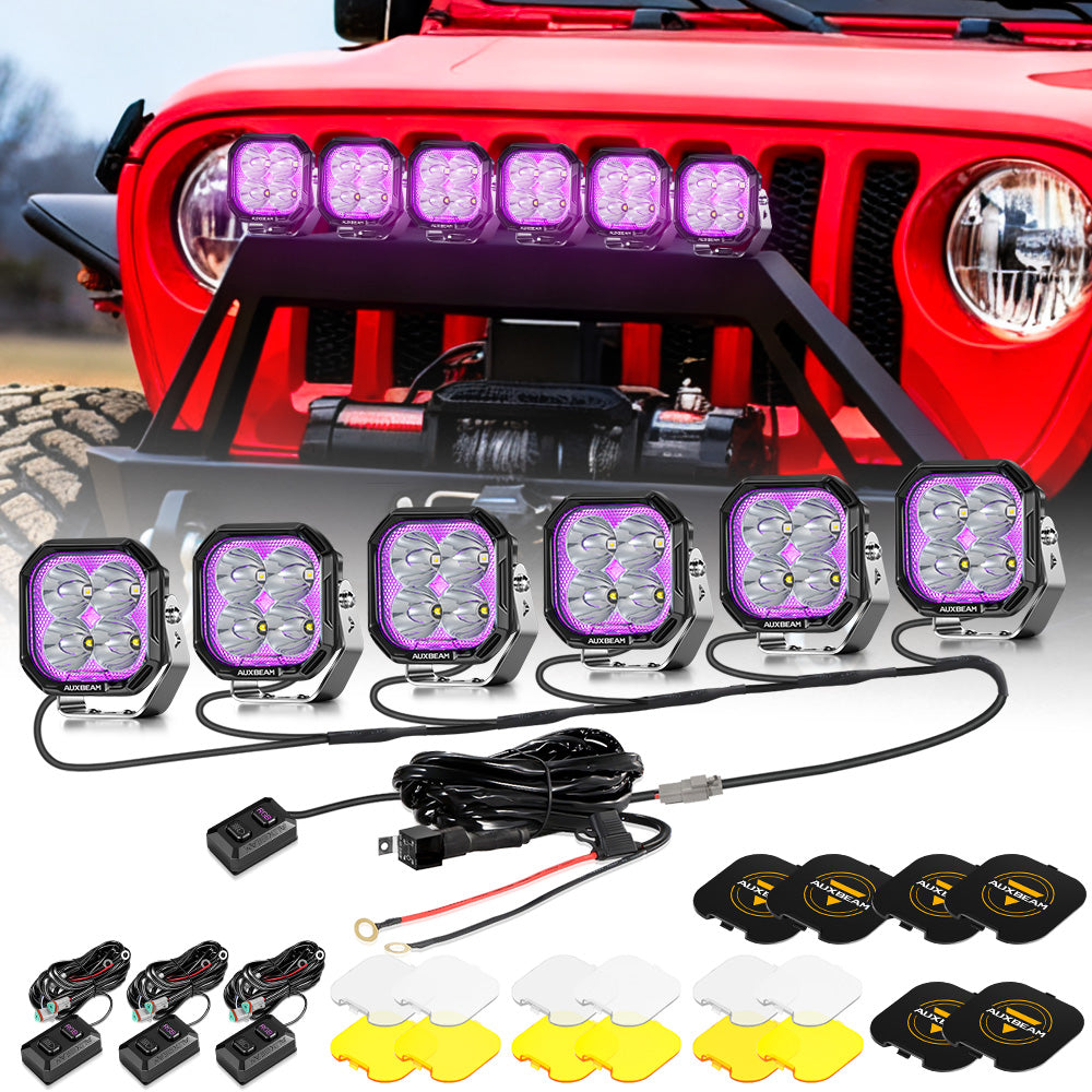 Color Play Series 3 Inch 116W RGB LED Pod Lights Off Road Lights With 8 Backlight Options