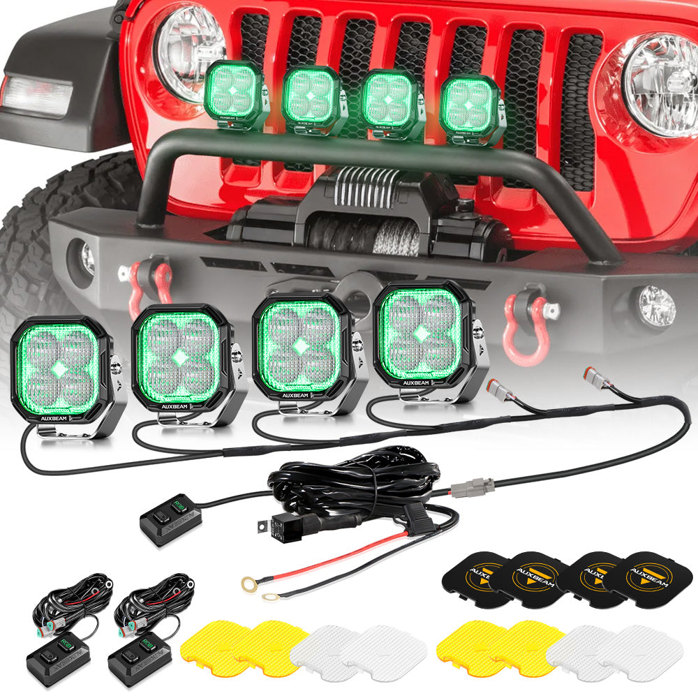 Color Play Series 3 Inch 116W RGB LED Pod Lights Off Road Lights With 8 Backlight Options