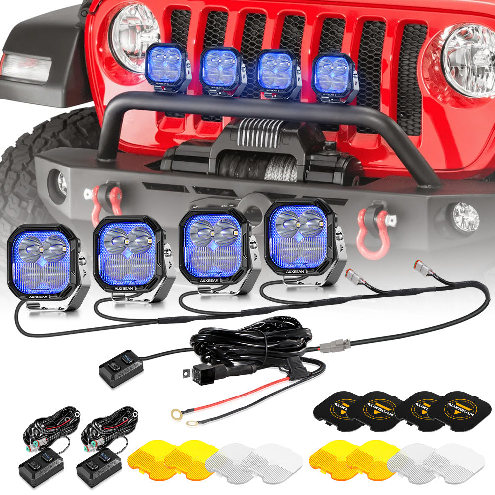 Color Play Series 3 Inch 116W RGB LED Pod Lights Combo Off Road Lights With 8 Backlight Options