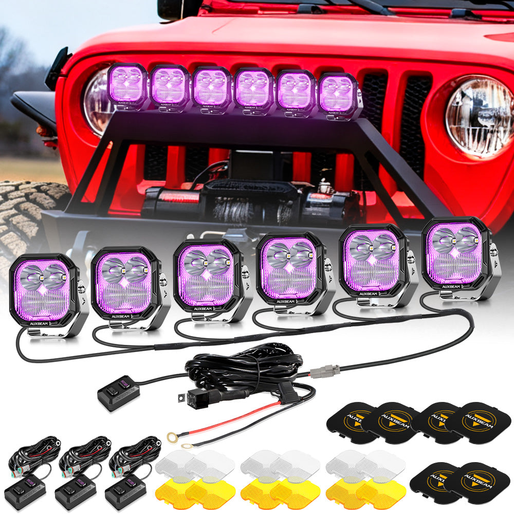 Color Play Series 3 Inch 116W RGB LED Pod Lights Combo Off Road Lights With 8 Backlight Options