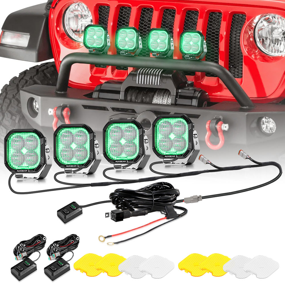 Color Play Series 3 Inch 116W RGB LED Pod Lights Flood Off Road Lights With 8 Backlight Options