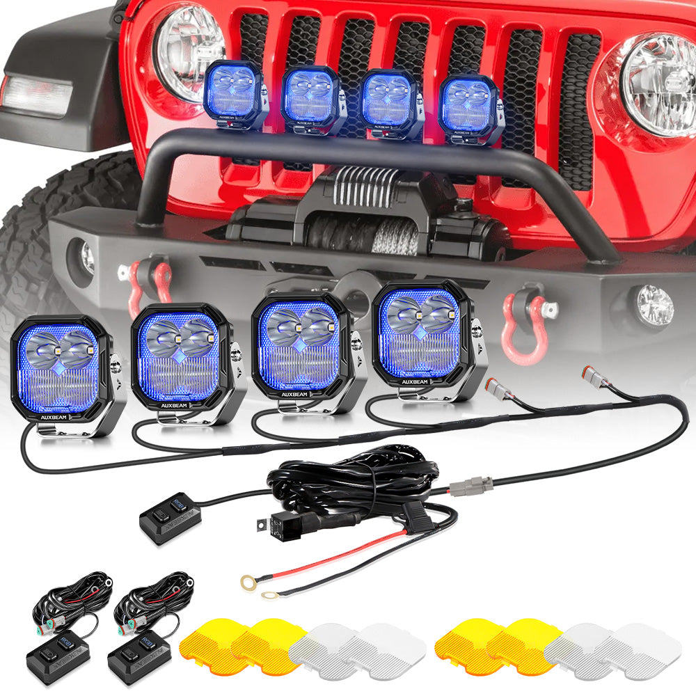 Color Play Series 3 Inch 116W RGB LED Pod Lights Combo Off Road Lights With 8 Backlight Options