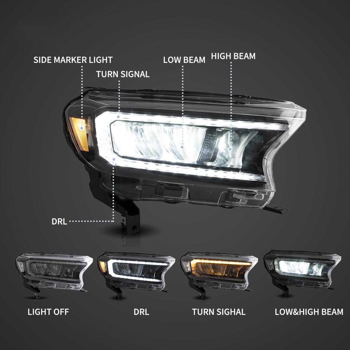 LED Headlight Assembly Reflection Bowl For 2016-2021 Ford Ranger 3th Gen P375