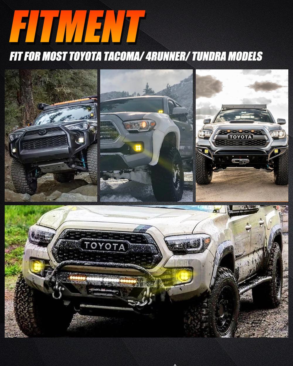 3 Inch 80W 9600LM LED Fog Lights Kit White/Yellow Beam for 2012-2022 Toyota Tacoma/ 2010-2022 Toyota 4Runner / 2014-2022 Toyota Tundra