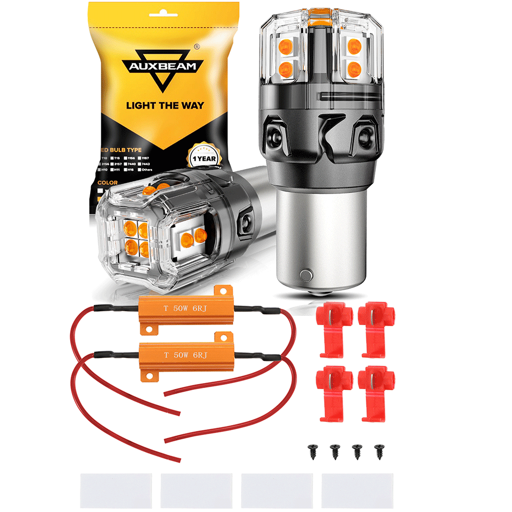 🆕1156 BA15S LED Turn Signal Light Rear/Front, Side Maker Light Bulbs 13W 500% High Brightness CAN-Bus Error Free 3000K Amber B52 Series | 2 Bulbs