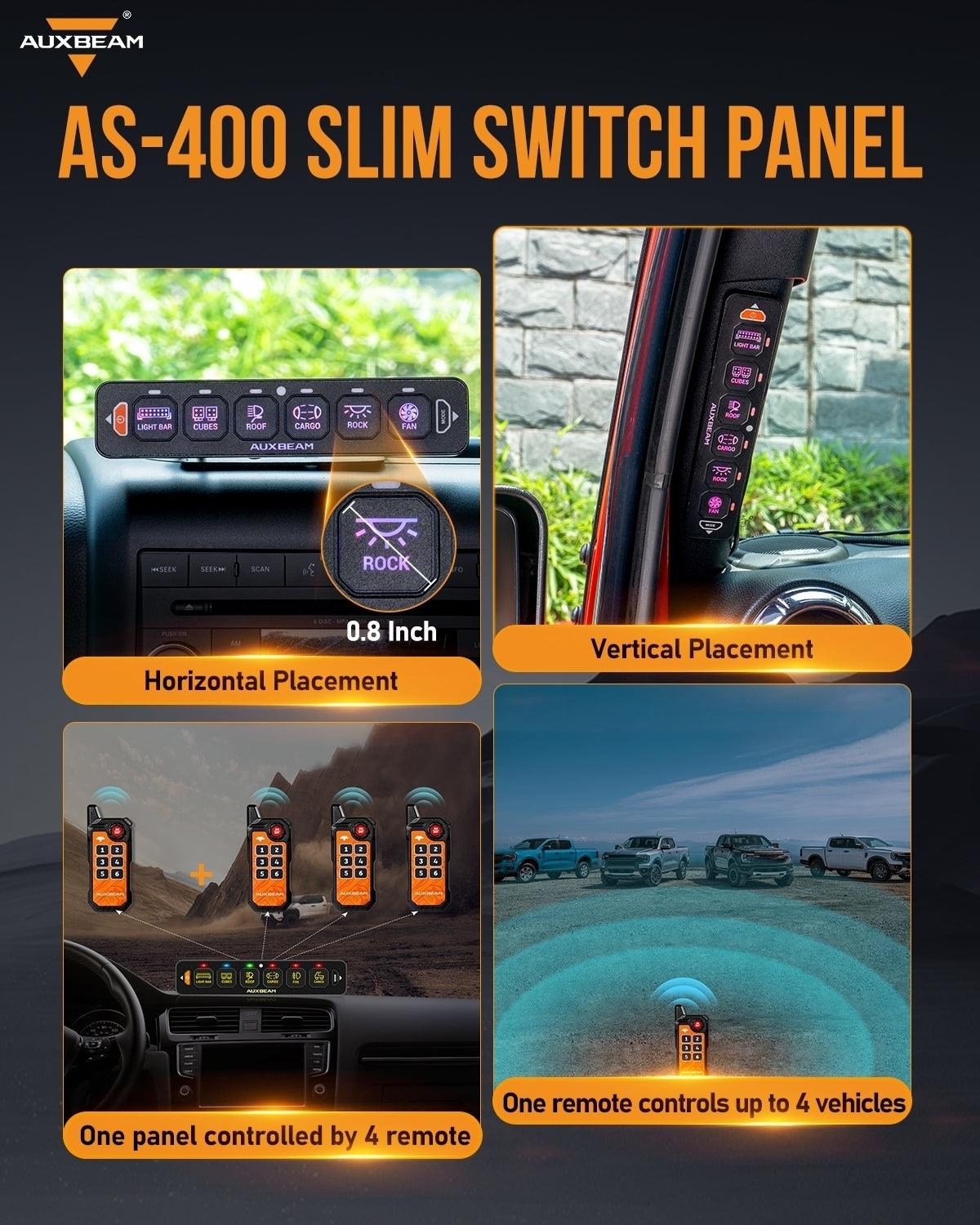 AS Series 6 Gang (AS-600) RGB Slim Switch Panel with APP&Remote Control, Toggle/ Momentary/ Pulsed Mode Supported(One-Sided Outlet)