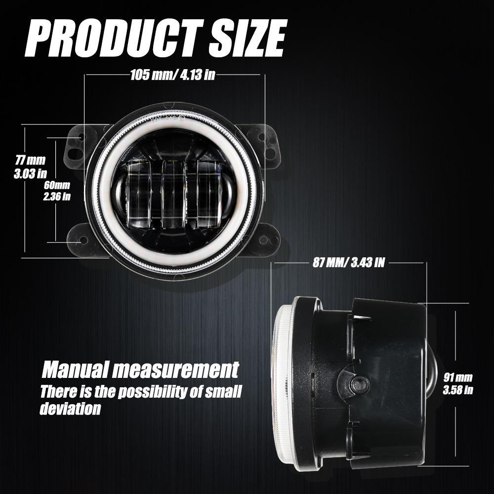 7'' LED Headlight Replacement with Halo Ring + 4'' LED Fog Light + LED Smoke Tail Light + Front Turn Signal & Fender Flares Side Marker Light for Jeep Wrangler JK
