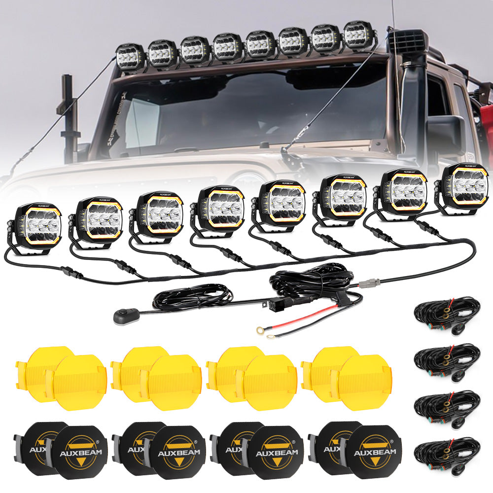 XP-ULTRA Series 5 Inch 174W LED Side Shooter Pod Lights with White DRL&Amber Turn Signal Light