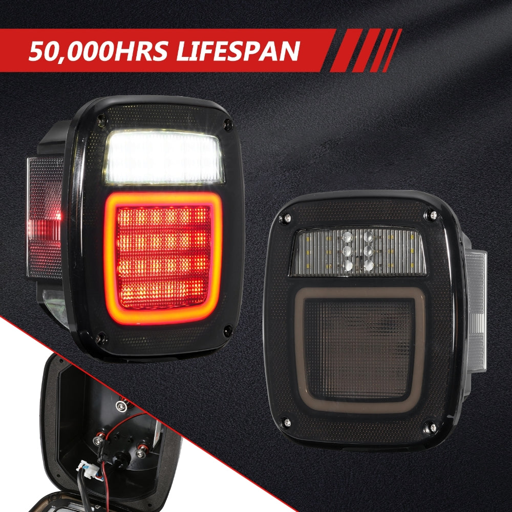 (2pcs/set) Universal Tail Lights 83LEDs for Jeep Wrangler YJ TJ CJ Truck Trailer Boat (Smoked)