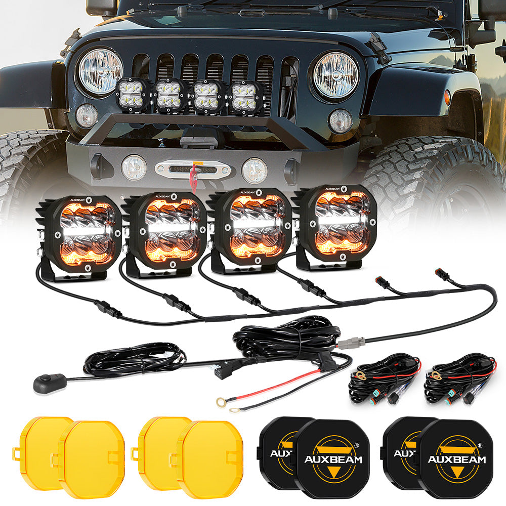 XP-ULTRA Series 3 Inch 84W LED Combo Pod Light Off Road Lights with White DRL&Amber Turn Signal Light