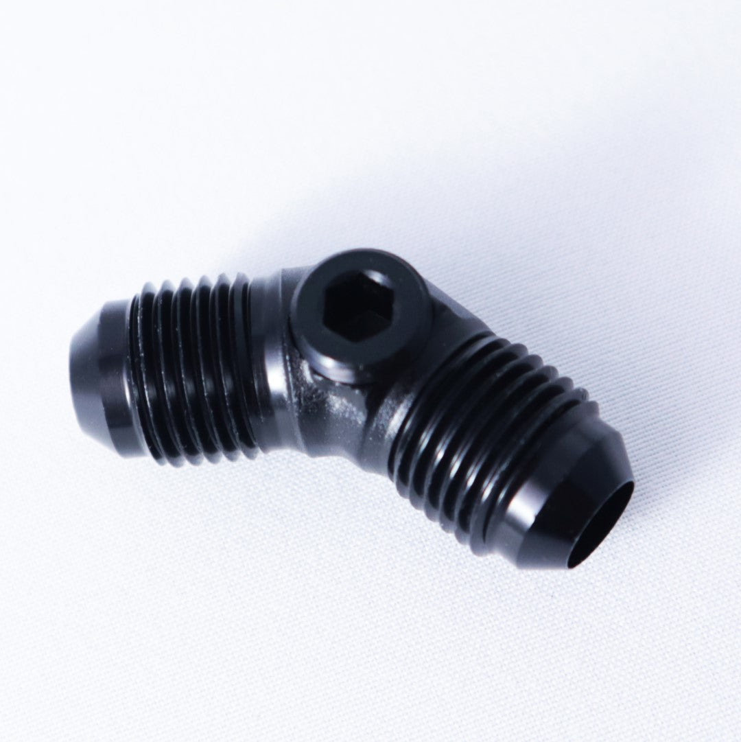 AN Male Union with 1/8″ NPT Port Adapter – 45 Degree