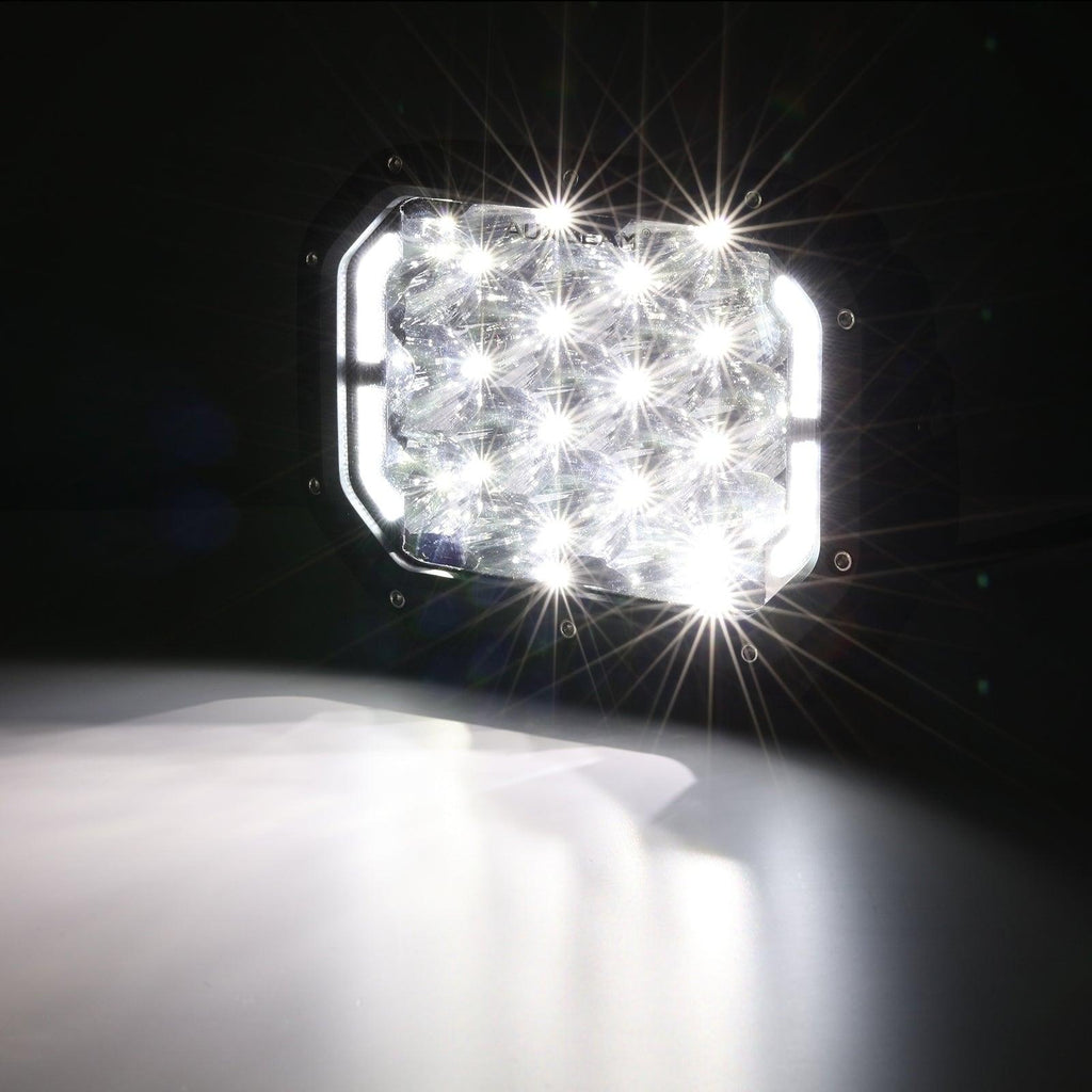 7x5 Inch Rectangle LED Pods White Spot Driving Lights with DRL FOR ATV UTV SIDE BY SIDE 4X4