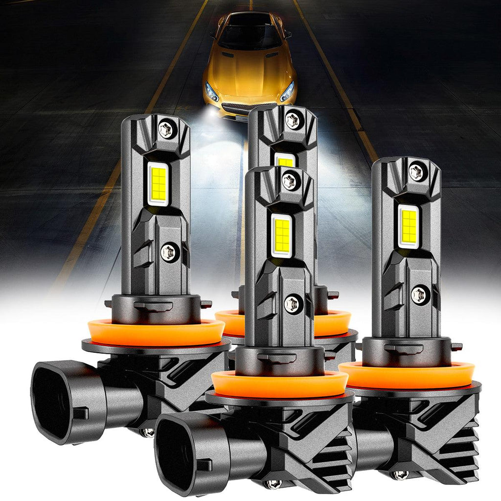 🆕H11+H11 LED Headlight Bulbs/Fog Lights Q15 Series Fanless & Wireless 60W 18000LM 6500K Cool White | 4 Bulbs