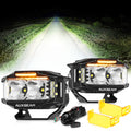 V-MAX Series | 4 Inch 72W 6960LM Spot Beam Side Shooter LED Rectangular Pod Lights with Amber DRL