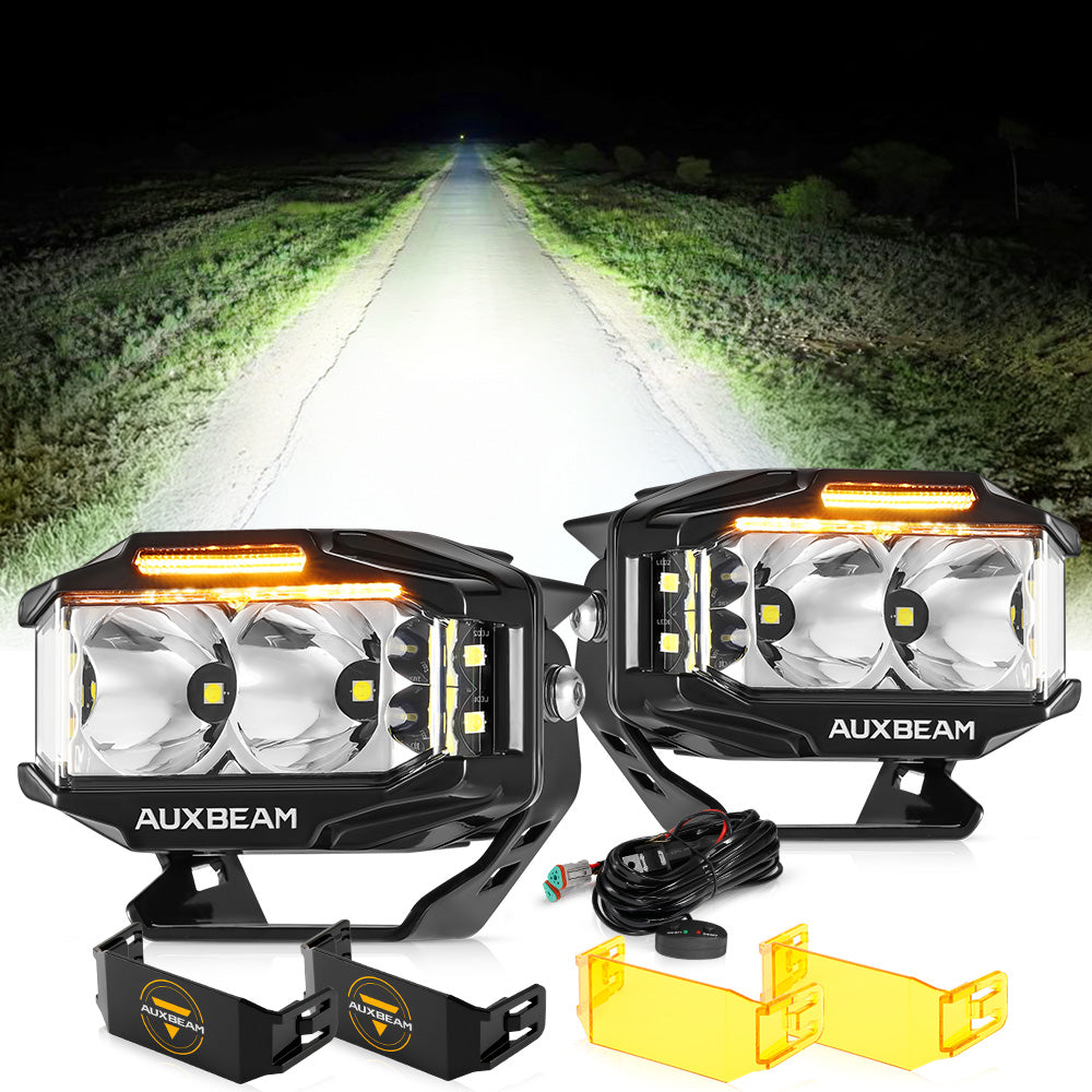 V-MAX Series | 4 Inch 72W 6960LM Spot Beam Side Shooter LED Rectangular Pod Lights with Amber DRL
