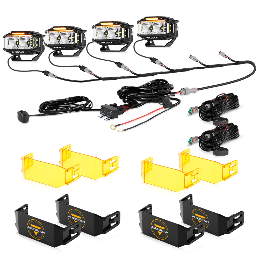 V-MAX Series | 4 Inch 72W 6960LM Spot Beam Side Shooter LED Rectangular Pod Lights with Amber DRL