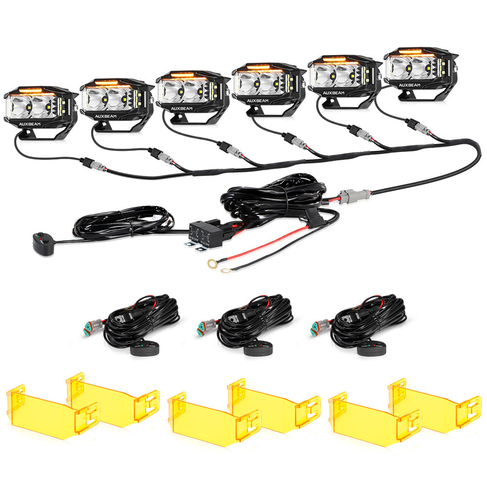V-MAX Series | 4 Inch 72W 6960LM Spot Beam Side Shooter LED Rectangular Pod Lights with Amber DRL