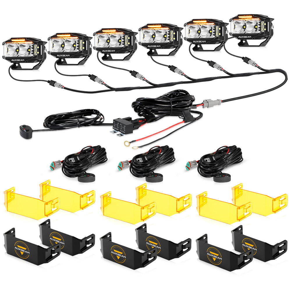 V-MAX Series | 4 Inch 72W 6960LM Spot Beam Side Shooter LED Rectangular Pod Lights with Amber DRL