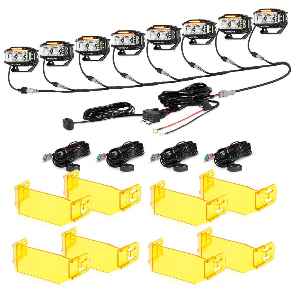 V-MAX Series | 4 Inch 72W 6960LM Spot Beam Side Shooter LED Rectangular Pod Lights with Amber DRL