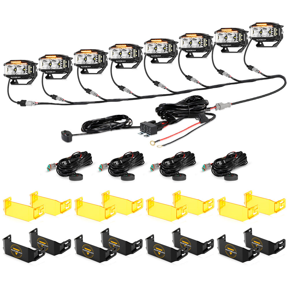 V-MAX Series | 4 Inch 72W 6960LM Spot Beam Side Shooter LED Rectangular Pod Lights with Amber DRL