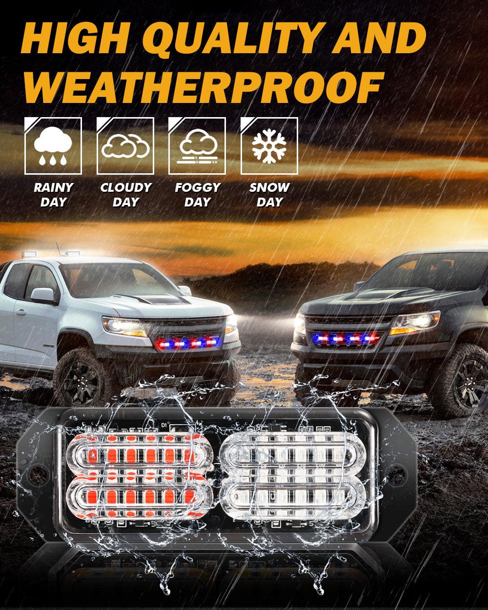 (4PSC/SET) 24LED Emergency Surface Mount Grill Strobe Light for Trucks Vehicles ATV RV Cars Van