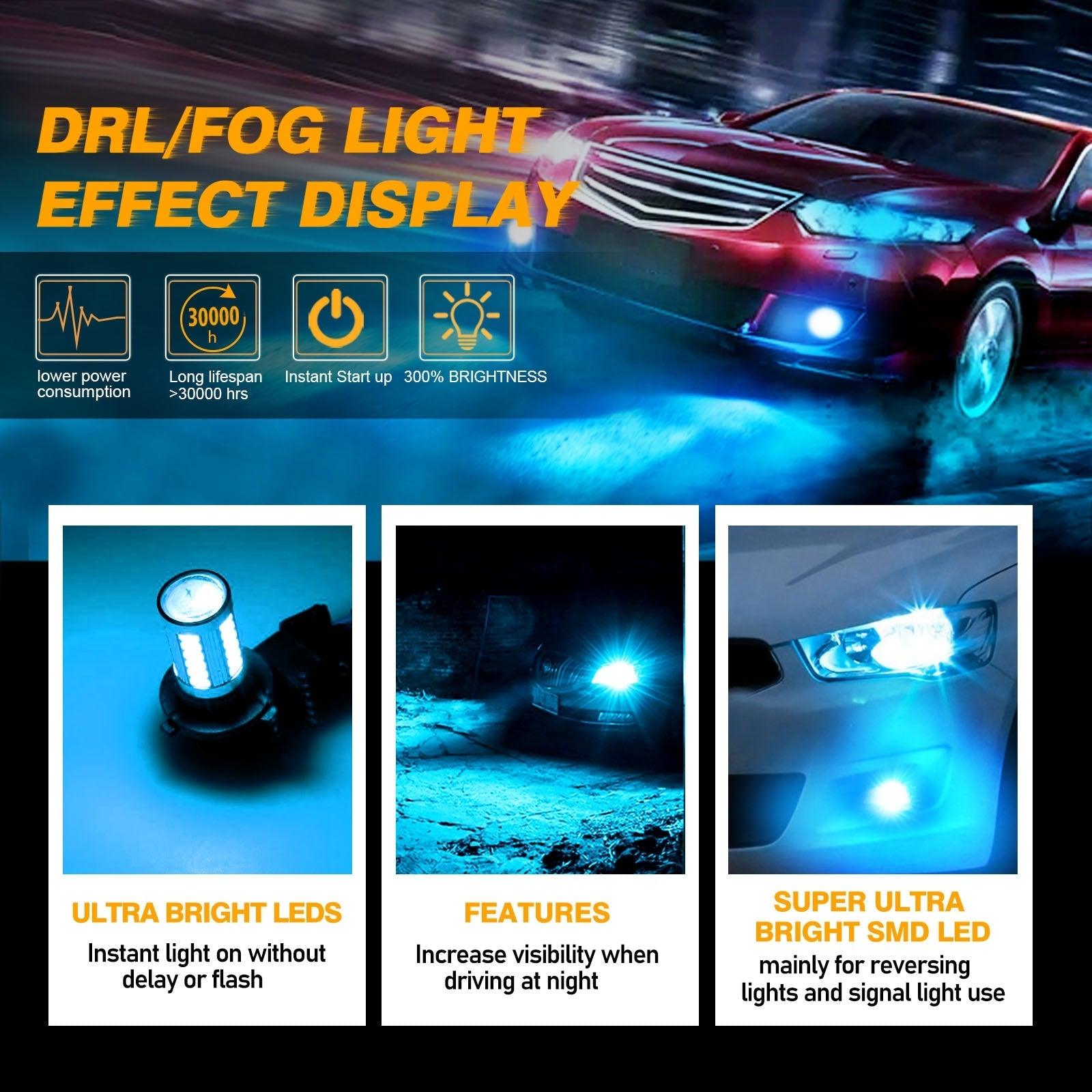 9006/HB4 LED Fog Light/DRL Bulbs 50W 4000LM Ice Blue 33LED Series | 2 Bulbs