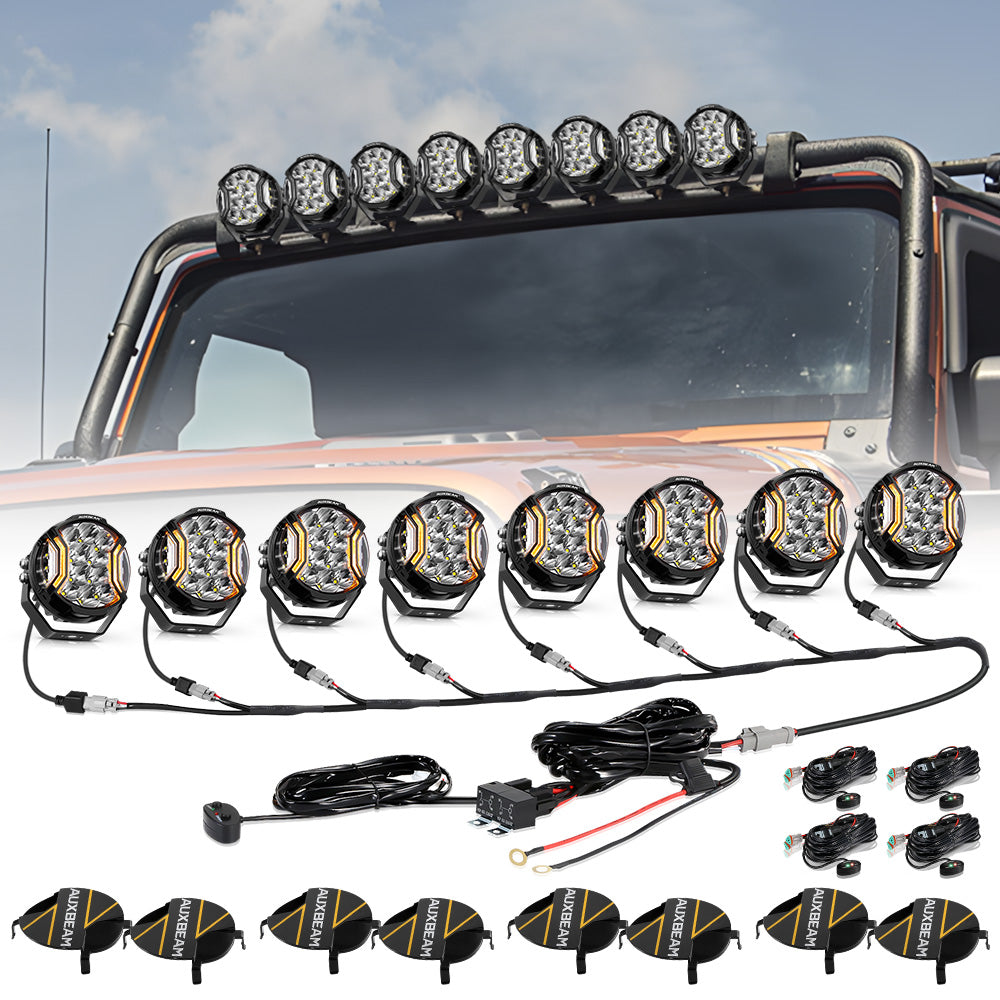 V-ULTRA Series  3/5/7 Inch LED Side Shooter Amber/White Pod Lights with Amber DRL