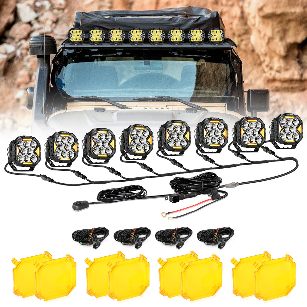 CUBE-Z Series 4 Inch Spot LED Pod Lights Off Road Lights with White DRL & Amber Turn Signal Lights