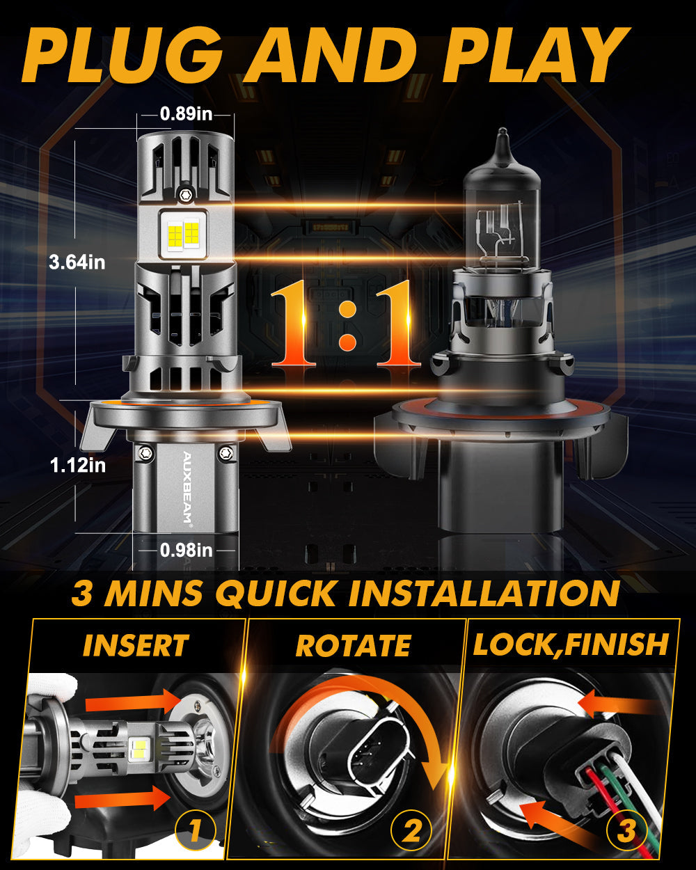 🆕H13/9008 LED Headlight Bulbs Q50 Series Dual Turbo Fans 130W 36000LM 6500K Cool White| 2 Bulbs