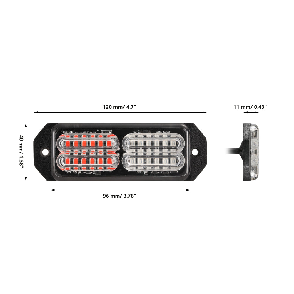 (4PSC/SET) 12LED/24LED Emergency Surface Mount Grill Strobe Light for Trucks Vehicles ATV RV Cars Van