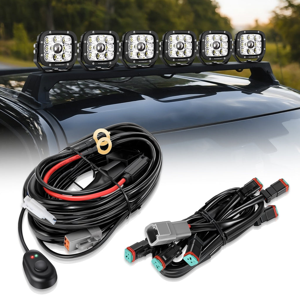 6-LED Pod Light Power Wiring Harness Kit with 2 PIN DT Plug