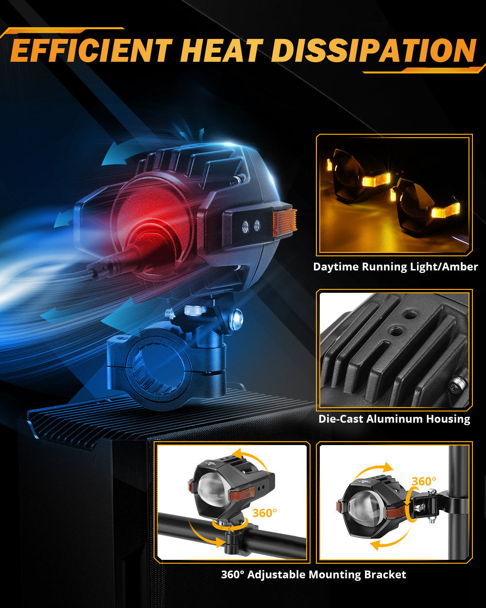 2015 BMW R 1200RT Motorcycle LED Spotlight Light 3+5 Light Modes MT8 Series