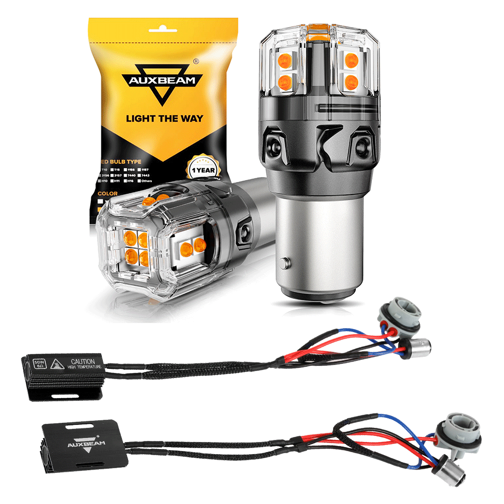 🆕1157 BAY15D LED Turn Signal Light Rear/Front, Side Marker Light Bulbs 13W 500% High Brightness CAN-Bus Error Free 3000K Amber B52 Series | 2 Bulbs