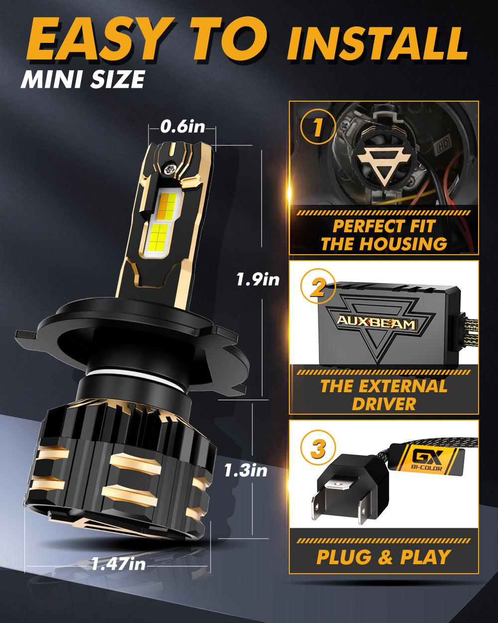 H4 LED Headlight Bulbs 110W 25000LM GX Bi-Color Series High Power & Brightness Dual Color Switchback | 2 Bulbs