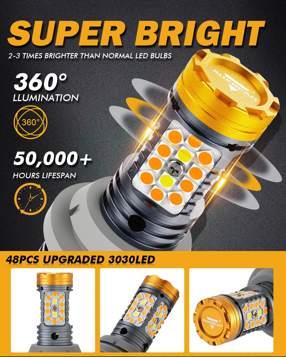 🆕T25 3157 3156 LED Front Turn Signal & DRL Light Bulbs 800% High Brightness CAN-Bus Error Free Dual Color Switchback White & Amber B31 Series | 2 Bulbs