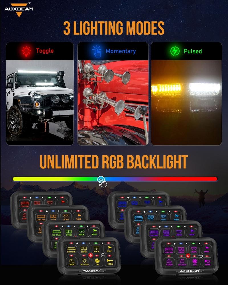 AR-800 Multifunction RGB Switch Panel with Bluetooth Controlled & 47 Inch Extension Cable(Optional) for FORD F150 F250 F350