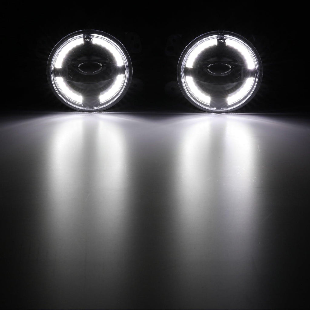 (2pcs/set) 4" 60W LED Fog Lights with White Halo Ring DRL for Jeep Wrangler JK/ Jeep Grand Cherokee/ Dodge