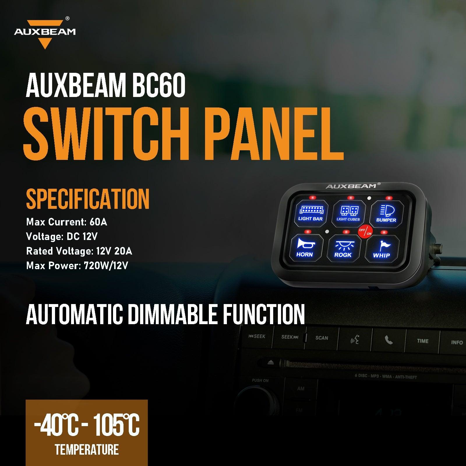Single Series 6 Gang (BC60) LED Switch Panel, Off Road Light Controller (Blue)