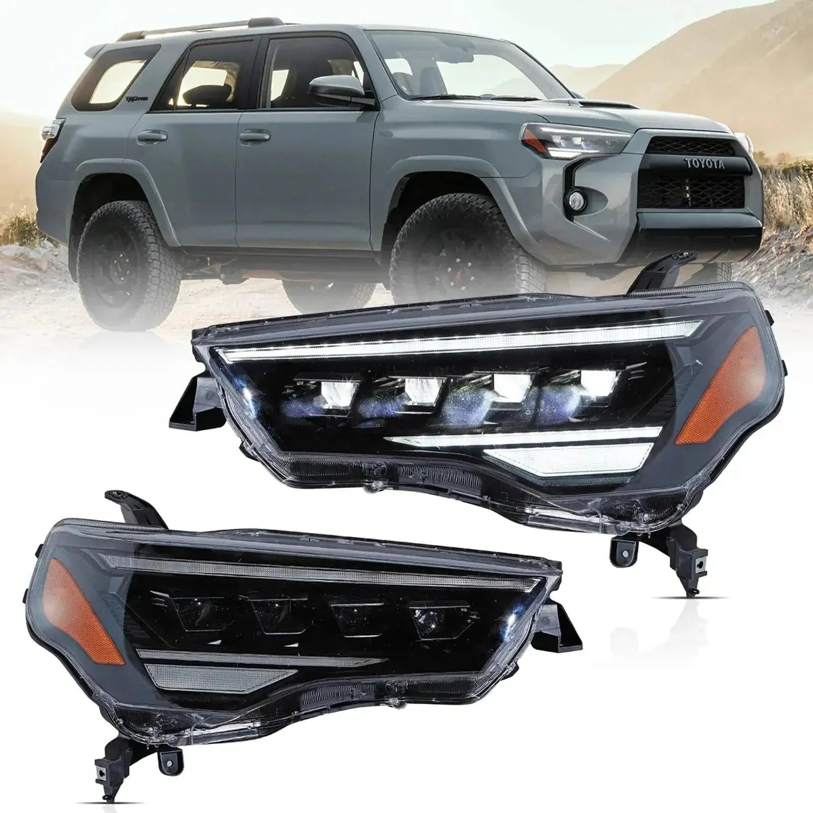 LED Headlight Assembly 4Pcs Projector Upgrade For 2014-2024 Toyota 4Runner