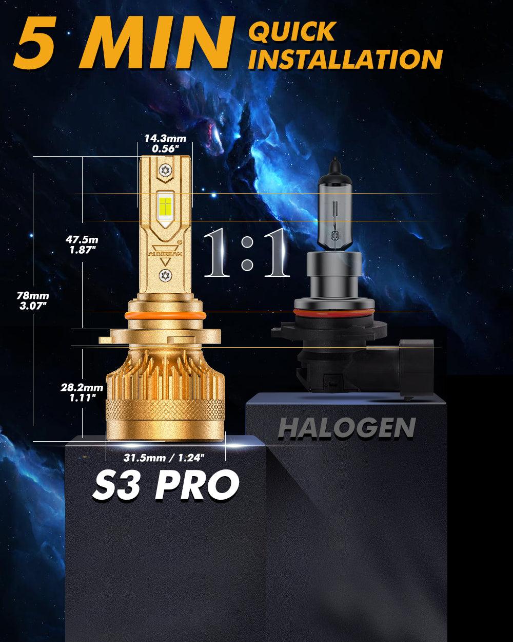 🆕9005+H11 LED Headlight Bulbs S3 Pro Series Dual Decoder CAN-BUS Error Free 12V 120W 24000LM 6500K Cool White |4 Bulbs
