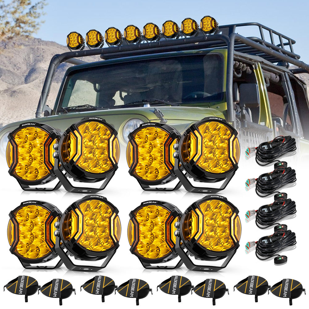 V-ULTRA Series  3/5/7 Inch LED Side Shooter Amber/White Pod Lights with Amber DRL